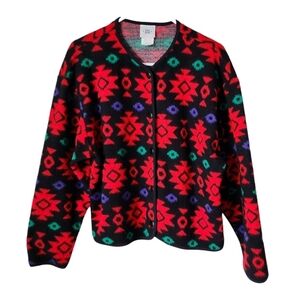 DAVID WAYNE x VINTAGE 80's Bright Aztec print fleece shacket‎ size M